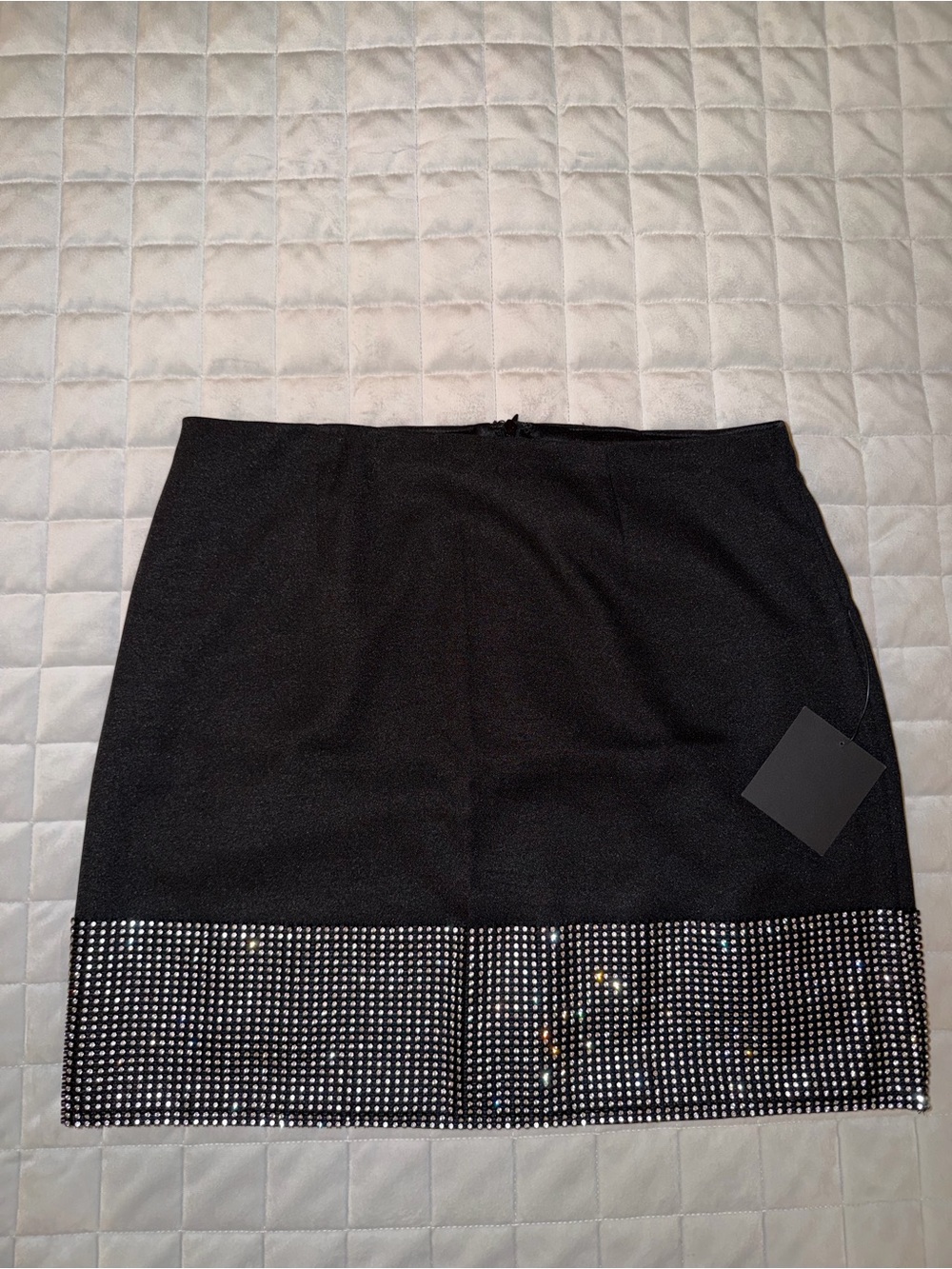 Lulu's Black Mini Skirt with Rhinestone Hem